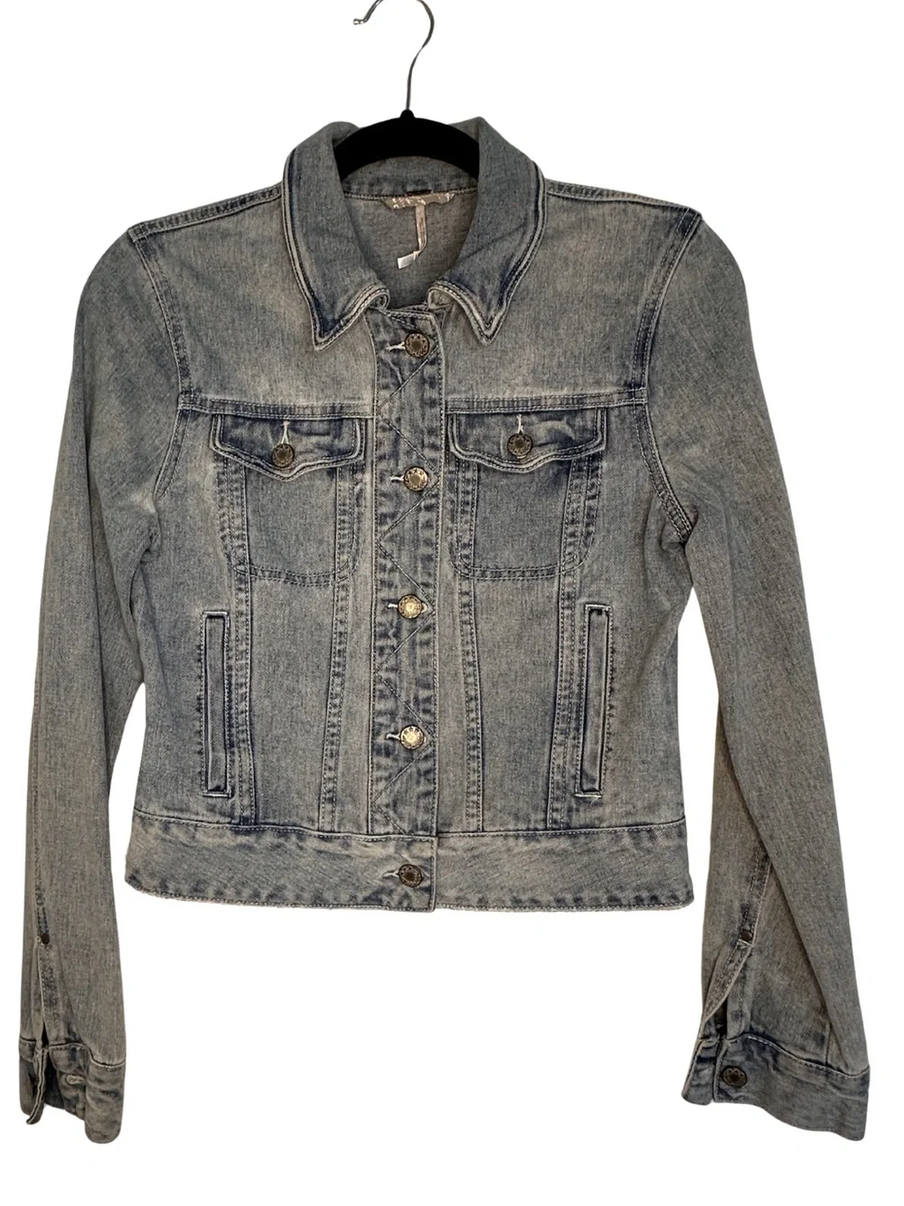 Free People Light Wash Denim Trucker Jacket - Picture 5 of 11